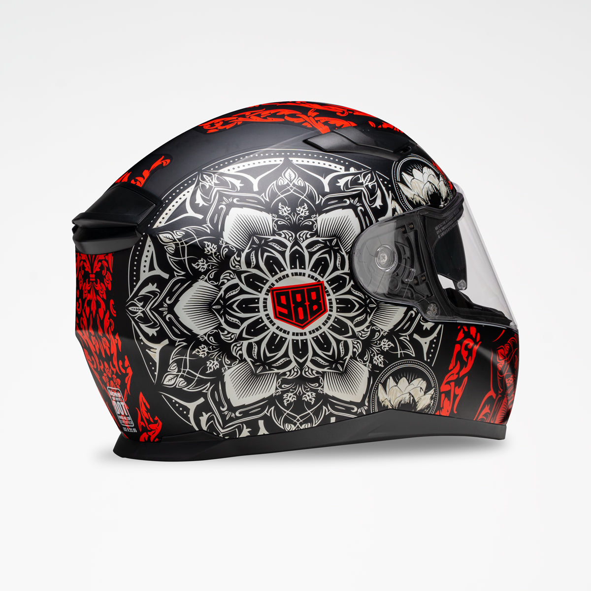 Voss 988 Moto-1 Matte Red Mandala Helmet