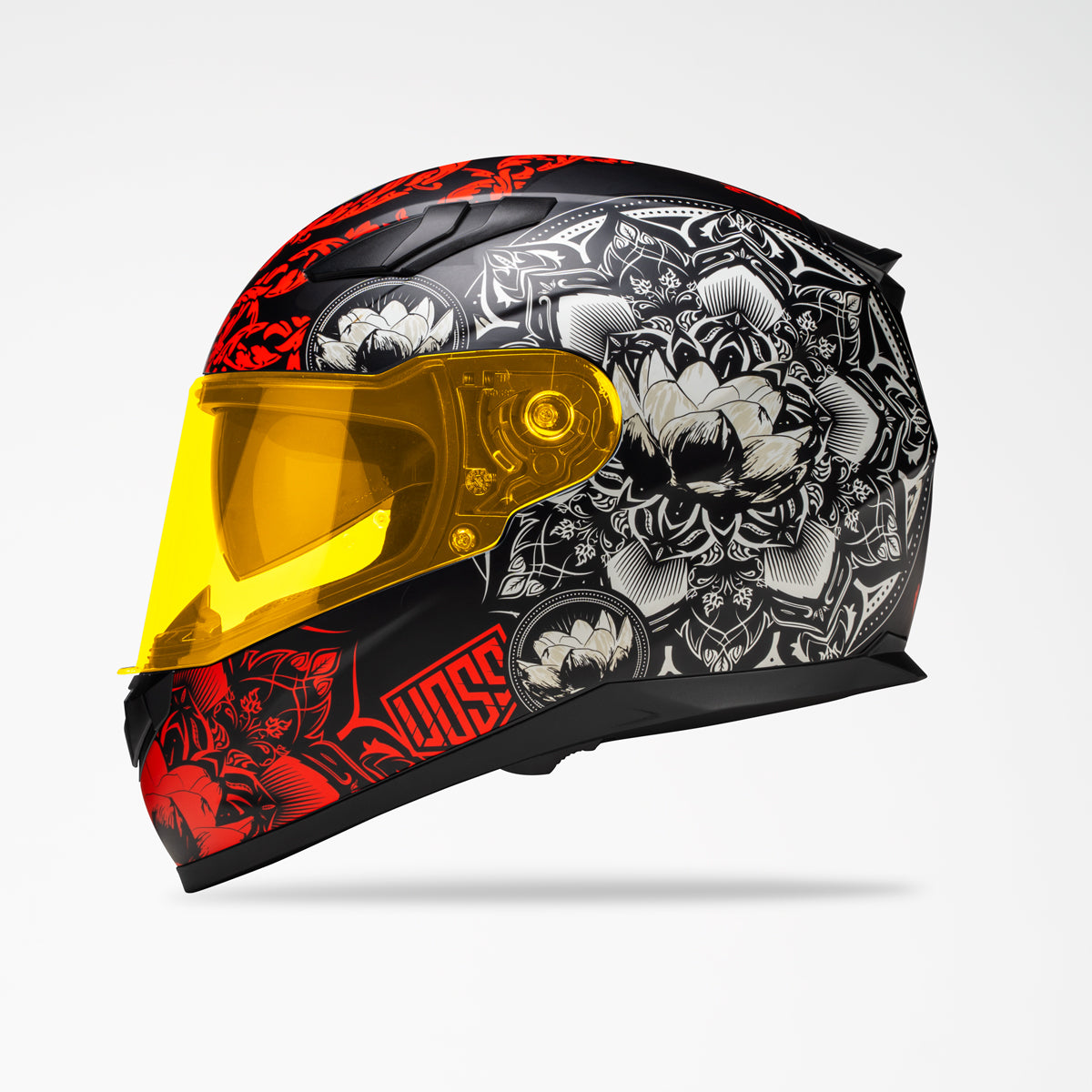 Voss 988 Moto-1 Matte Red Mandala Helmet