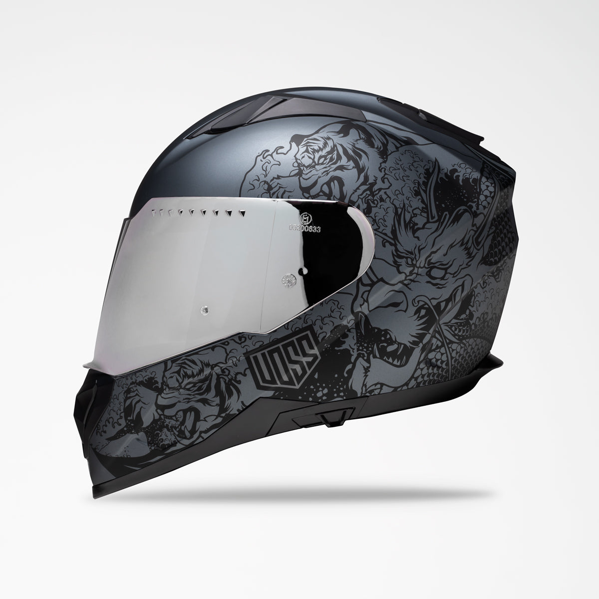 VOSS 989 MOTO-V BLACK/GUN METAL REI HELMET - Voss Helmets