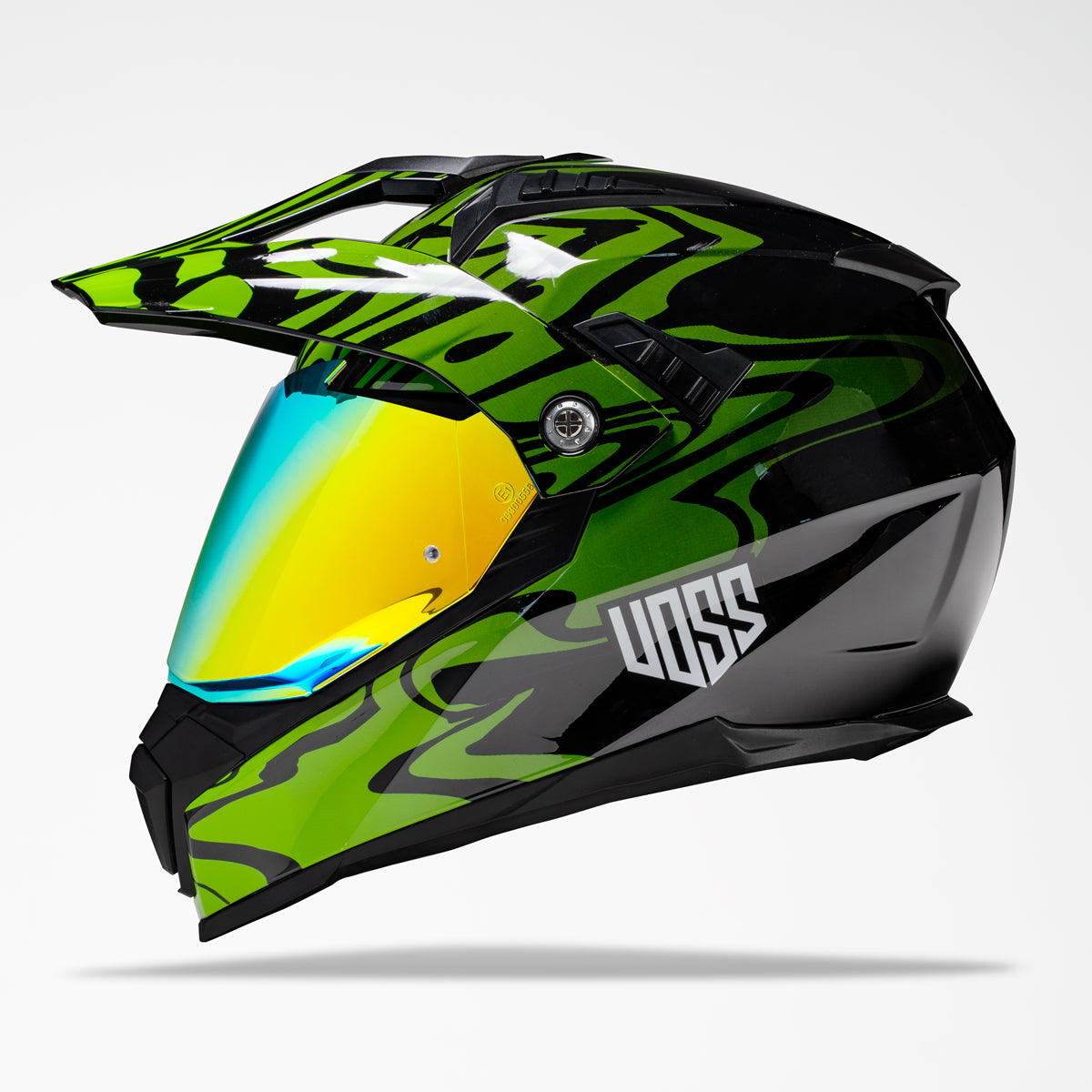 Voss 601 D2 Dual Sport Green Slick Helmet