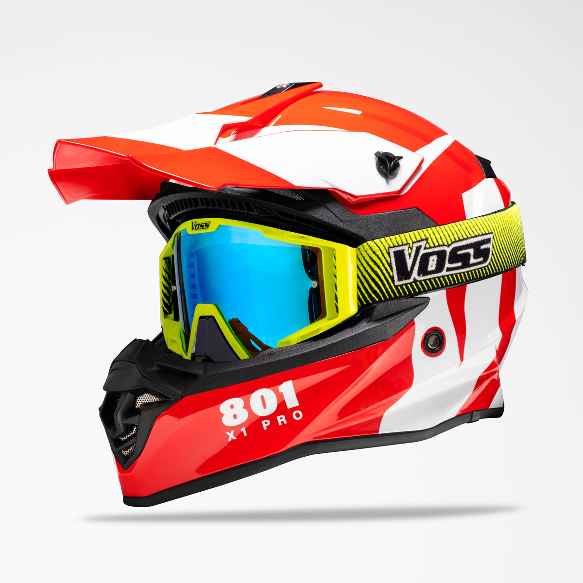 VOSS 801 X1 PRO DIRT RED/ WHITE WAVY HELMET - Voss Helmets