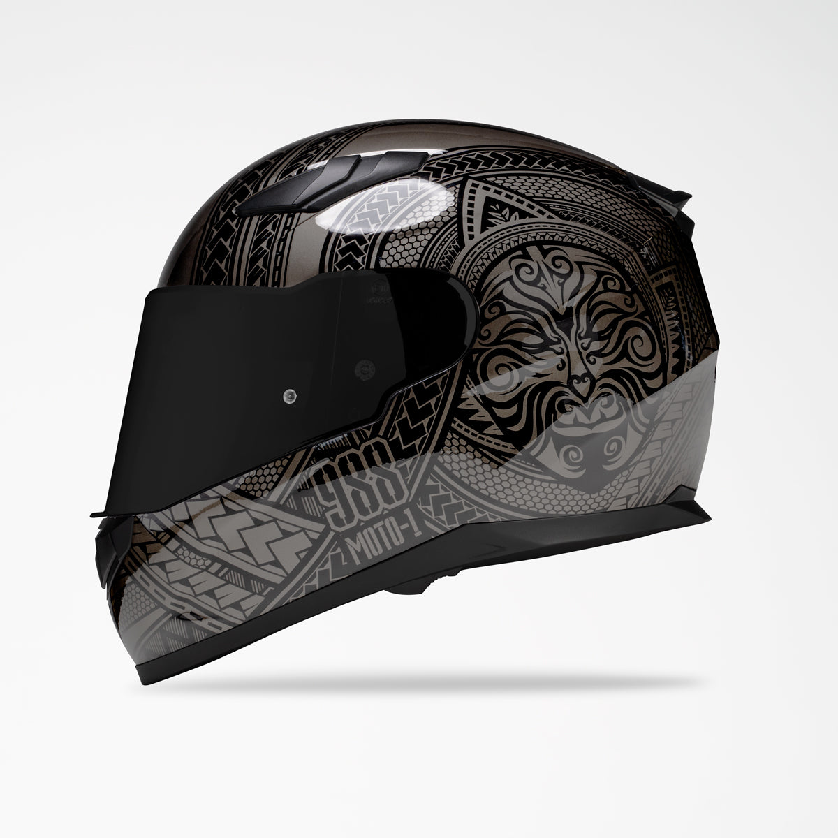 VOSS 988 MOTO-1 TWO-TONE BLACK CODEX HELMET - Voss Helmets