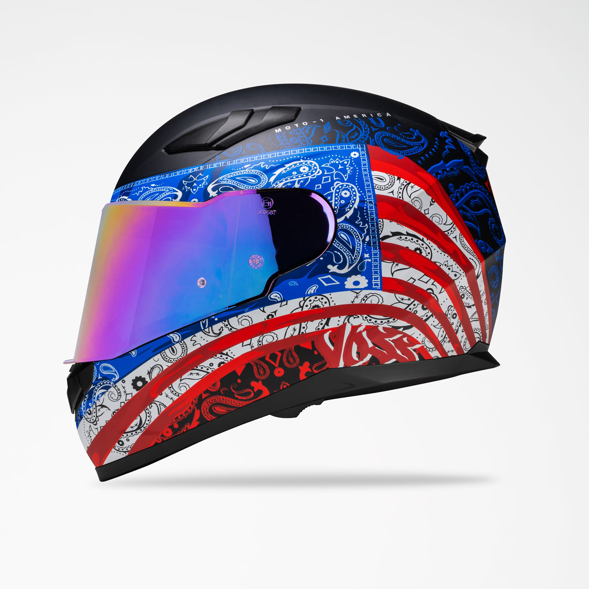 Voss 988 Moto-1 Red And Blue America Helmet