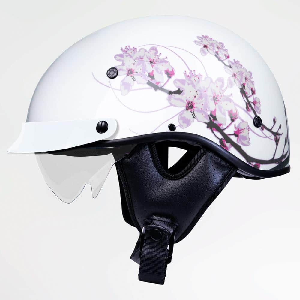 Voss 707Frp Purple Paisley Half Helmet With Peak