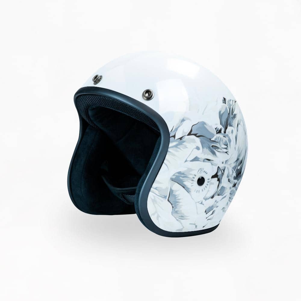 VOSS 501 BOBBER WHITE FLORA HELMET - Voss Helmets