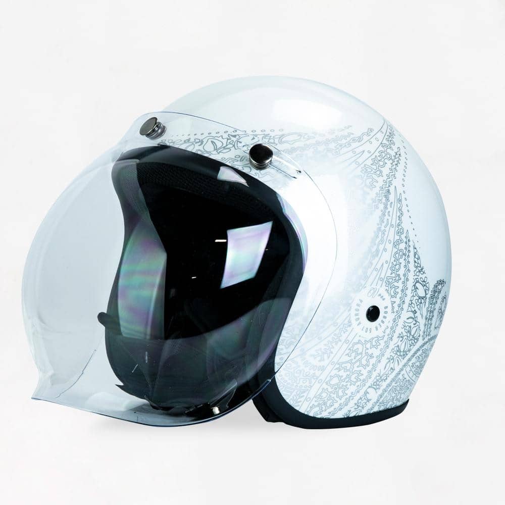 VOSS 501 BOBBER WHITE/SILVER AURORA HELMET - Voss Helmets