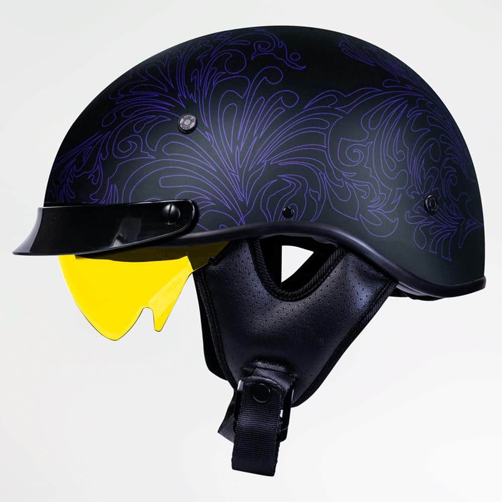 DOT Women's Purple Rose Motorcycle Half Helmet