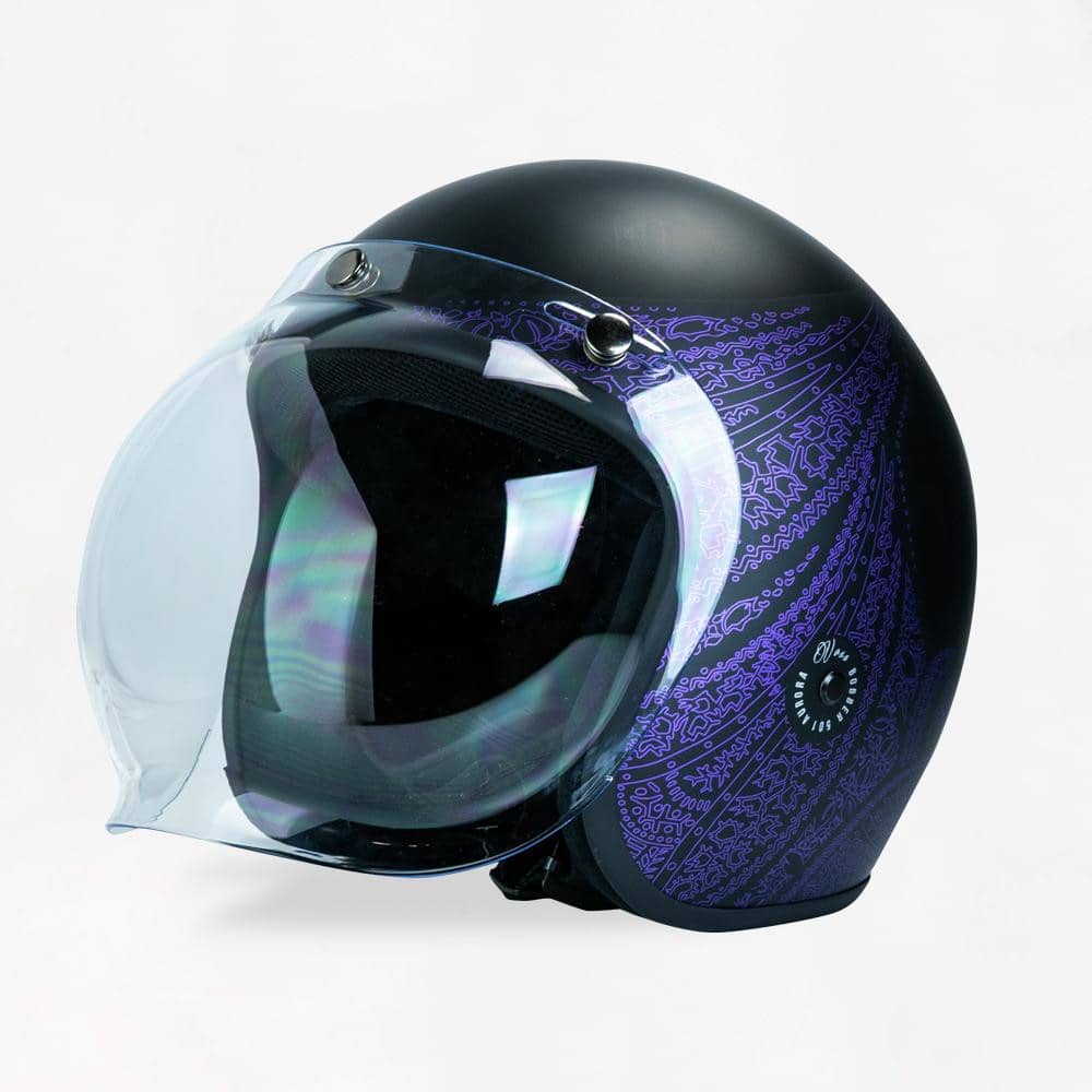 VOSS 501 BOBBER BLACK/PURPLE AURORA HELMET - Voss Helmets