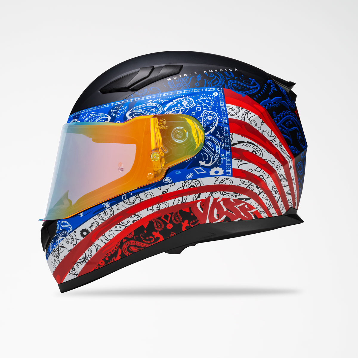 Voss 988 Moto-1 Red And Blue America Helmet